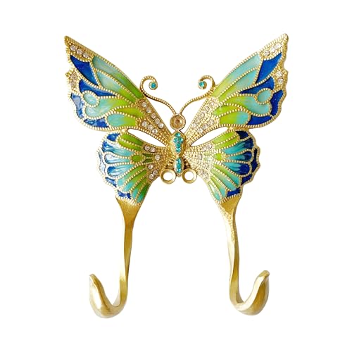 Vintage Butterfly Shaped Decorative Wall Hook Rack Hanger for Hanging Clothes Coats Towels Keys Hats, 1 Pack Antique Metal Mounted Wall Hook - color: Butterfly