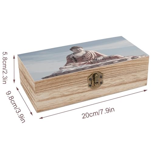 Wood Storage Box White StatueRetro Decorative Organizer with for Photos Letters Keepsakes for Home Study Desk