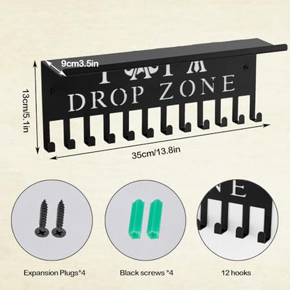 Key Holder for Father - Wall Mounted Organizer with PAPA Design for Father's Day & Birthday, Metal Storage Shelf with 12 Hooks for Entryway, Hallway, Office