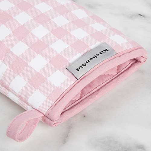 KitchenAid Gingham Mini Oven Mitt 2-Pack Set, Dried Rose, 5.5"x8" - color: Dried Rose