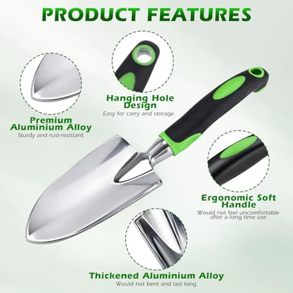 Garden Shovel Hand Trowel Cast-Aluminum Heavy Duty Mini Shovel Garden Tools Soft TPR Non-Slip Handle Potting Tools for Planting, Transplanting, Weeding, Digging Soil (12 Pack)