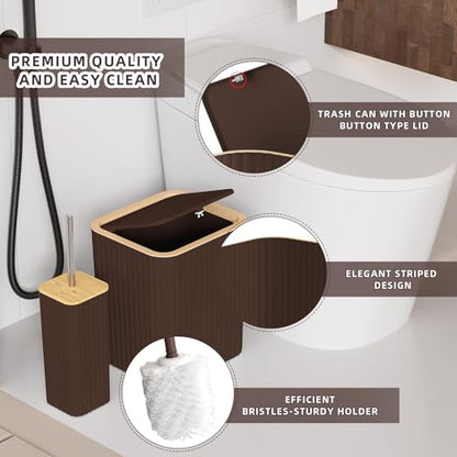 XLHOMO Bathroom Set - Elegant Brown Bathroom Set, 10PC Brown Bathroom Accessories Set, Bathroom Sets with Toilet Brush, Bathroom Trash Can - size: Bath Set, style: Brown