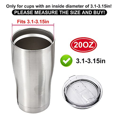 2 Replacement Lids for 20oz Stainless Steel Tumbler Travel Cup - Fits OF 3.2 INCH Yeti Rambler RTIC and others- Sliding(Transparent) - color: Transparent