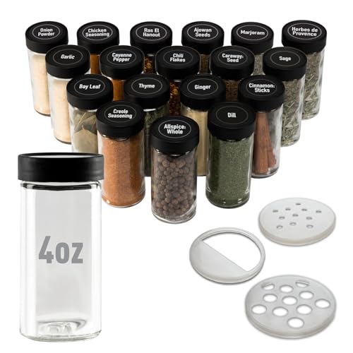 4" Glass Spice Jars 4 fluid ounces- 18 Pack - size: 4oz Jars
