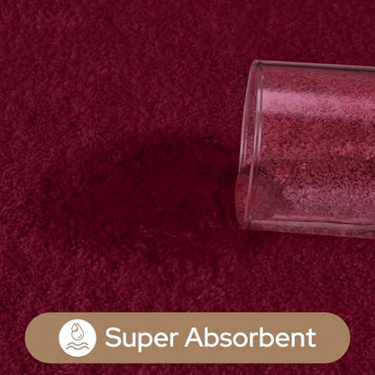 HOMEIDEAS Upgraded Bathroom Rugs Set 3 Piece, Ultra Soft Memory Foam Bath Mats, Super Absorbent Non Slip Washable U-Shaped Toilet Bath Rug (Burgundy Red, 17"x24"+20"x32"+U-Shaped 20"x24") - color: Burgundy Red