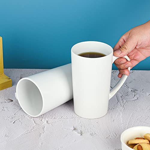 BYCNZB 22oz white Super Large tall Ceramic Coffee Mugs Large Handles Set of 4 - color: tall white