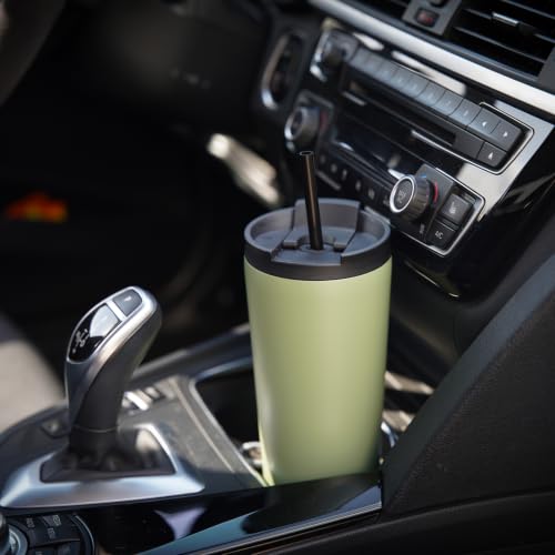 Konokyo 18 oz Insulated Tumbler Water Bottle with Straw Lid, Gray | Stainless steel insulated tumbler for coffee, water and iced drinks; spill-proof lid, 2 straws, cup-holder friendly - color: Gray, size: 18 Ounces