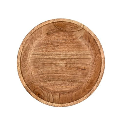 Decorative Bowl Mango Wood Footed Bowl Round Shaped For Fruit,Dessert Platter Tray Centerpieces Home Party (10" X 10'' X 4.75")