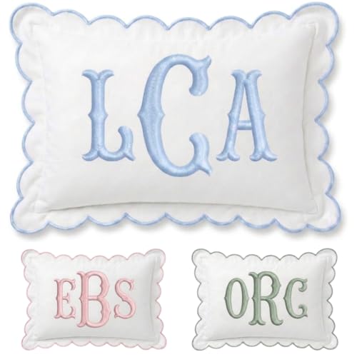 Monogram Pillow Cover, Personalized Initials Name Pillowcase, Embroidered Pillow Covers, Custom Monogrammed Baby Pillows, Nursery Decorations Couch Bed Room Pillow Case Gifts for Kids Boy Girls - color: White