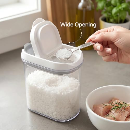 Felli Shake N Stor Spice Jars with Shaker Lid + Dispensing Spout + Leveler ALL IN ONE Storage Mini Container Kitchen Pantry Cabinet Organizer Seasoning Salt and Pepper Holder(0.4qt, 4PC Set) - color: 0.4qt, 4PC Set