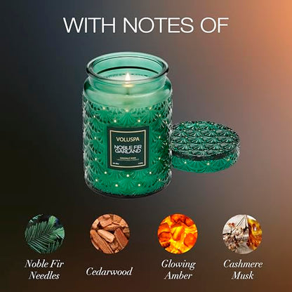 Voluspa Noble Fir Garland, Large Candle Jar, 18oz, Coconut Wax Blend, Scented Candles for Home, 100 Hour Burn Time, Poured in the USA - color: 16 - Noble Fir Garland
