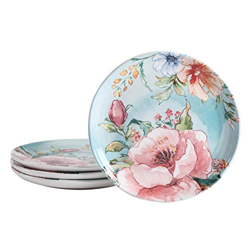 Bico Margret's Garden Salad Plates Set of 4, 8.75 Inch Ceramic Dessert Plates for Salad, Appetizer, Side Dishes, Microwave and Dishwasher Safe, Gift for Housewarming and Thanksgiving - color: Margret's Garden