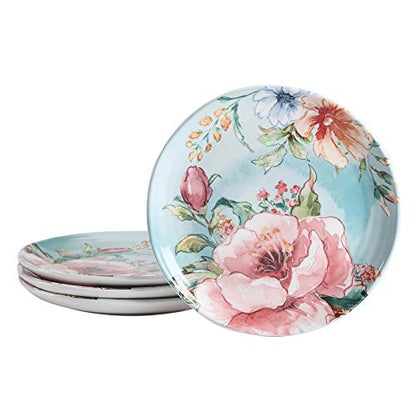 Bico Margret's Garden Salad Plates Set of 4, 8.75 Inch Ceramic Dessert Plates for Salad, Appetizer, Side Dishes, Microwave and Dishwasher Safe, Gift for Housewarming and Thanksgiving - color: Margret's Garden