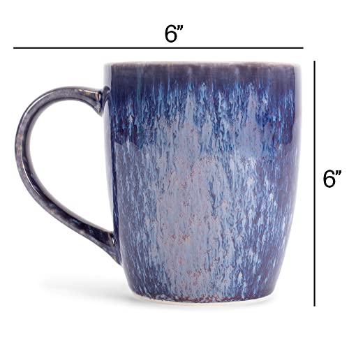 Elanze Designs Reactive Glaze 17 ounce Ceramic Curved Body Mugs Set of 4, Midnight Purple - color: Midnight Purple