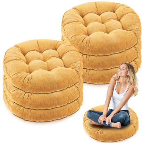 Jerify Yellow 6 Pcs Large Floor Pillow Cushion,Round 22 x 22 | Round Square Flexible Seating Floor Meditation Pillow for Classroom Adult Picnic Party Learning Daycare School Reading Corner - color: Yellow, size: Round 22 x 22