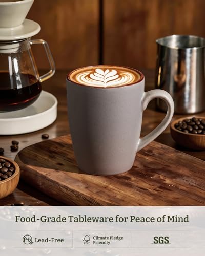 famiware Venus Coffee Mugs Set of 8, 13 oz Ceramic Stoneware Mug Cup Set | Coffee Mug with Handle for Tea, Latte, Cappuccino, Cocoa, Milk, Microwave and Dishwasher Safe, Dark Grey - color: Dark Gray, size: 8pcs