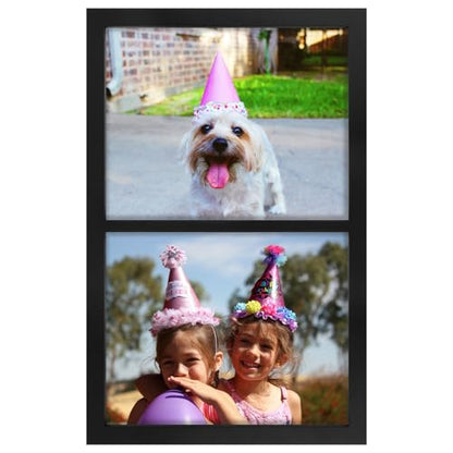 Golden State Art 8x10 Double Picture Frame, Display Two 8x10 Photos (Black) | Solid Wood - Real Glass For Wall Mounting (Black, 1 Pack) - color: Black, size: 2 Openings 8x10