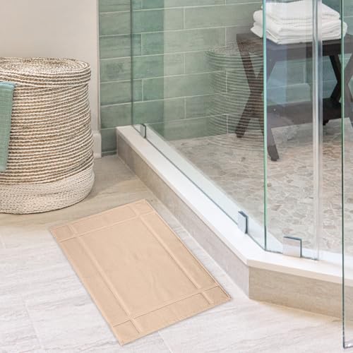 100% Cotton Bath Mat 24x17 Inches, 1350 GSM Thick Plush, Soft Absorbent, Oeko-Tex Certified, Durable Construction – Beige - color: Beige
