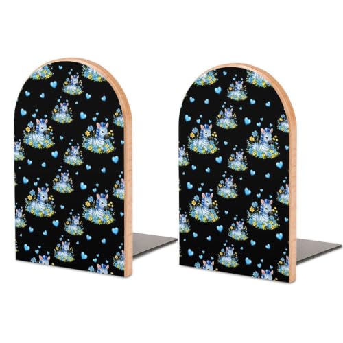 2 Pcs Wood Book Ends for Shelves, Bookends Holders with Metal Base, Zebra | Wild Animal Zebra, Decorative Books Stopper, Book Stand, Non-Slip and Heavy Duty for DVDS, Movies - color: Style(636)
