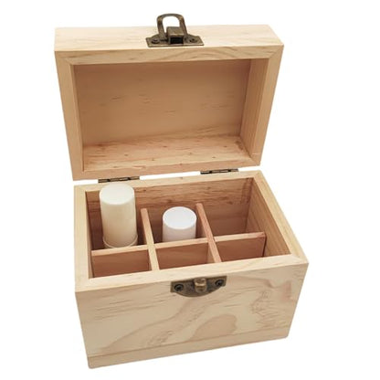 Anktily Unfinished Wooden Storage Organizer Box with Lid, Unpainted Wood Case Box for Small Keepsakes, Jewellery, Tea Bag Holder Case (6 Grids) - style: 6 Grids
