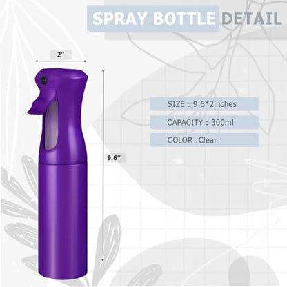 VIGOR PATH Continuous Spray Bottle for Hair – Fine Mist Mister for Hairstyling, Cleaning, Plants, Pets, Barbers, Salons, and Essential Oil Applications (300ml/10.1 oz) Dark Purple - color: Dark Purple - 10oz