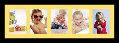 ArtToFrames Collage Photo Frame Single Mat with 5-5x7 Openings with Satin Black Frame and Canary mat. - color: 5 - 5x7 - (2137), size: Canary