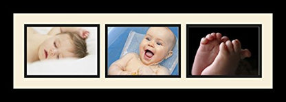 ArtToFrames Collage Photo Frame Single Mat with 3-5x7 Openings and Satin Black Frame. - color: 3 - 5x7 - (2361)