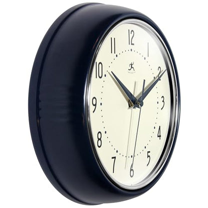 Infinity Instruments Retro 9.5 Inch Round Indoor Wall Clock, Navy Blue - color: Navy Blue, size: 9.5 Inch