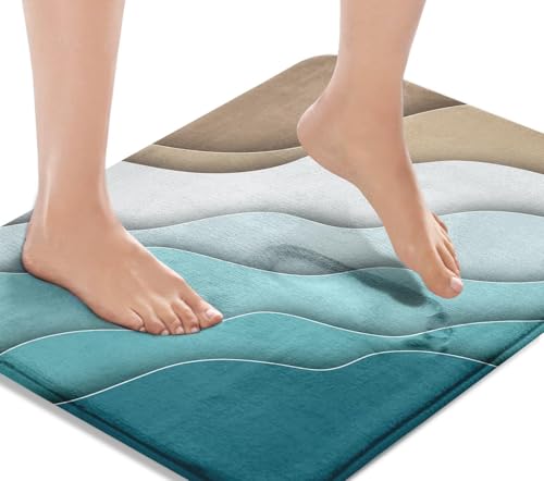 Bath Mat, Bathroom Rug, 16x24 Inch, Beach Abstract | Washable Cover Floor Rug Carpets Floor Mat Bathroom Decorations for Kitchen Indoor - color: Abstract Beach, size: 16" x 24" (Rectangular)