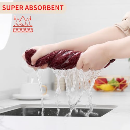 Homaxy 100% Cotton Waffle Weave Kitchen Dish Cloths 12-Pack, Burgundy | 12 x 12 Inches, Ultra Soft Absorbent Dish Towels, Quick Drying Dish Rags with Hanging Loop - color: Burgundy, size: 12 X 12 - 12 Pack