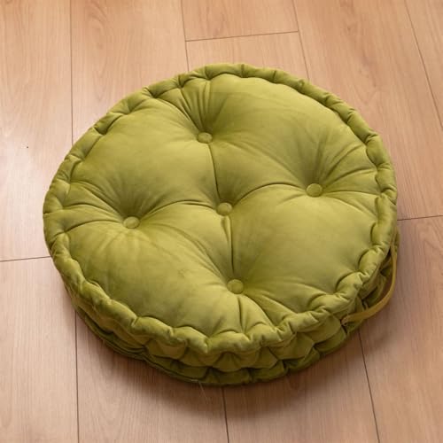 Lifup Large Round Floor Pillow, Meditation Cushions with Handle Green 20" | Tufted Plush Cushions, Classroom, Balcony, Tatami Living Room, Office & Tatami, Yoga Seating - color: Green