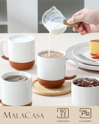 MALACASA Ceramic Coffee Mugs Set of 4, 11oz Coffee Cups, Modern Farmhouse Mugs for Coffee, Latte, Tea, Hot Chocolate, Cappuccino, Milk, Microwave & Dishwasher Safe, Khaki White, Series TARA - color: Khaki White, size: 11 Oz