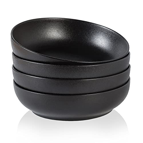 30oz Ceramic bowls set of 4-8" serving bowls for Kitchen,Pasta,Salad-Dishwasher & Microwave Safe Perfect for Housewarming, Thanksgiving, Christmas-Matte Black - color: Matte Black