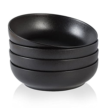 30oz Ceramic bowls set of 4-8" serving bowls for Kitchen,Pasta,Salad-Dishwasher & Microwave Safe Perfect for Housewarming, Thanksgiving, Christmas-Matte Black - color: Matte Black