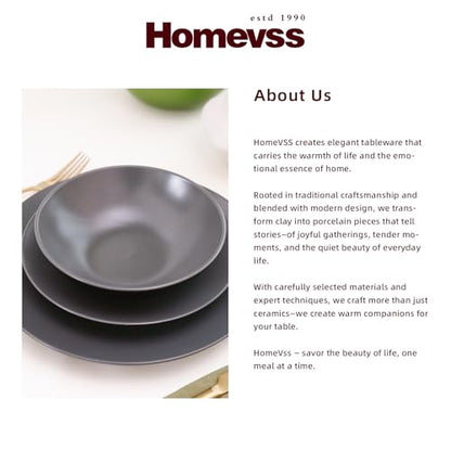 Stoneware Two-Tone Colors Life 12pc Dinner Set，Outside Shiny Black + Inside Matte Glaze Warm Grey - color: Warm Grey, size: 12pc Set