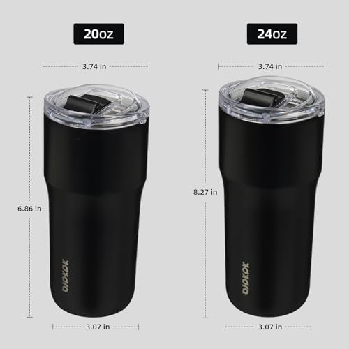 BJPKPK 20oz Spill Proof Coffee Tumbler, Insulated Stainless Steel Cup | Double Wall Vacuum, Leakproof Lid, Keeps Hot/Cold/Iced, BPA Free, Dishwasher Safe, Cupholder, Travel, Black - color: Black