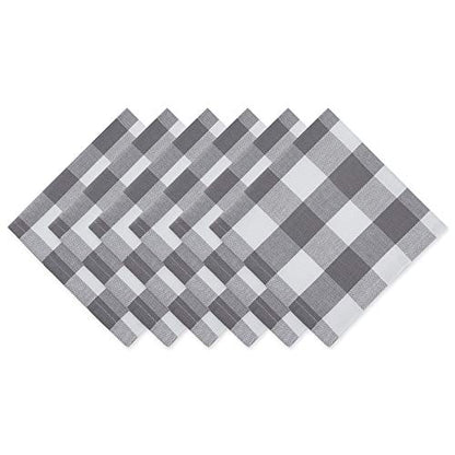 DII Buffalo Check Collection, Classic Farmhouse Cloth Napkin Set, 20x20, Gray & White, 6 Piece - color: Gray & White, size: 20" x 20" (Set of 6)