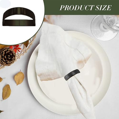 8 Pcs Black Napkin Rings-Stainless Steel Napkin Rings(Semicircle) | Metal Napkin Ring for Table Settings Wedding Christmas Party Dinner Table - size: 8 Black