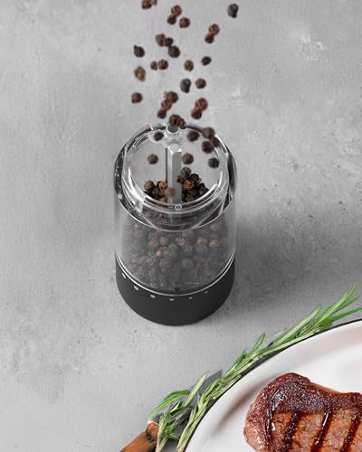 FORLIM 2-Speed Electric Salt And Pepper Grinder Set, External Rotation To Adjust Coarseness, Electric Salt and Pepper Shaker With Charing Base, One-Button Automatic Grinding, Washable Container - color: Titanium Space Gray