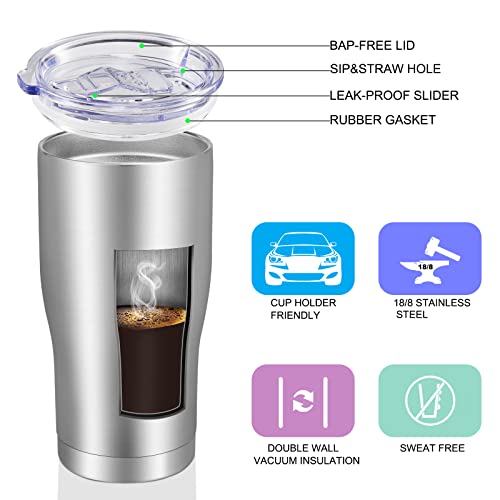 VEGOND 20oz Tumbler Stainless Steel Tumbler Cup with Lid And Straw Vacuum Insulated Double Wall Travel Coffee Mug(Stainless 6 Pack) - color: Stainless, size: 6 Count (Pack of 1)