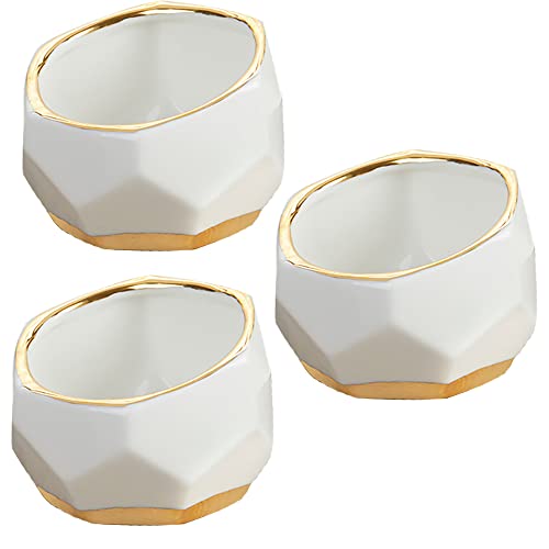 Kate Aspen Geometric Ceramic Planters, Mini Decorative Bowls (Set of 3) Small- Succulent Pots, Modern Decor, Shelf Decor, Desk, Table Décor, White - size: Small (Set of 3)