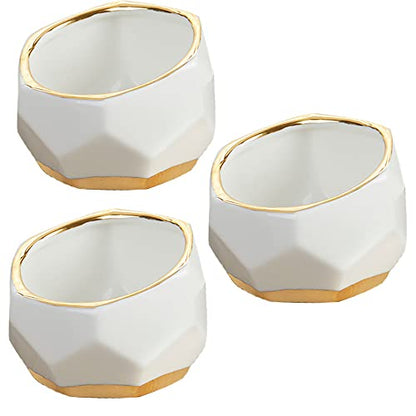 Kate Aspen Geometric Ceramic Planters, Mini Decorative Bowls (Set of 3) Small- Succulent Pots, Modern Decor, Shelf Decor, Desk, Table Décor, White - size: Small (Set of 3)