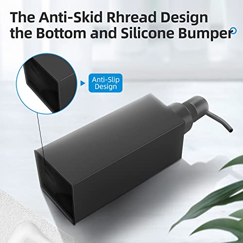 Black Soap Dispenser, Matte Black Stainless Steel, Rust-Proof Liquid Hand Dish Dispenser for Bathroom & Kitchen, 8.5 Oz Refillable Countertop Lotion Bottle (Square) - color: Square-black
