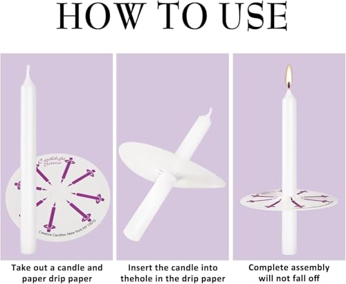 100 pcs Church Candles with Drip Protectors for Devotional Candlelight Vigil Service, Unscented White 5" H X 1/2" D, No Smoke, Shabbat, Praye - color: 100 White