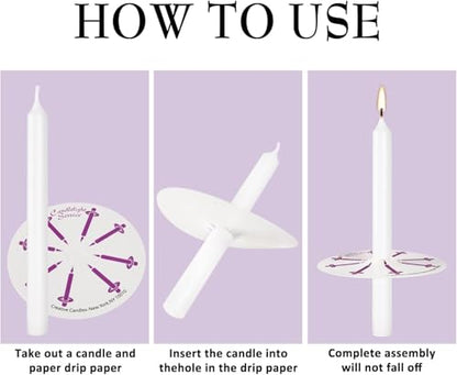 100 pcs Church Candles with Drip Protectors for Devotional Candlelight Vigil Service, Unscented White 5" H X 1/2" D, No Smoke, Shabbat, Praye - color: 100 White