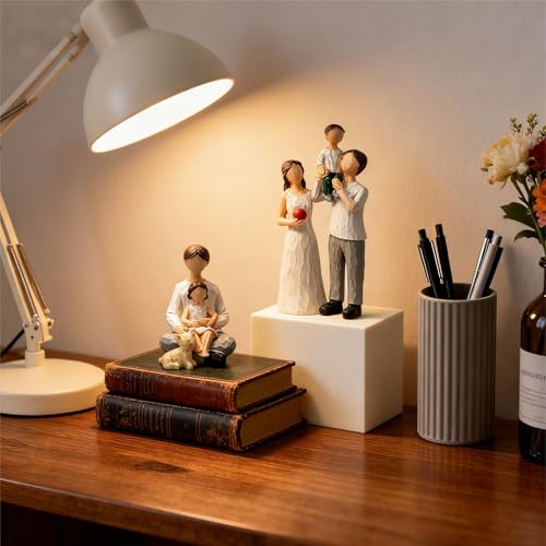 Father and Daughter with Cat Figurines Gift,Hand-Painted Resin Dad Cuddle Kids Family Statue, Father Daughter Sculpted Gifts for Father’s Day,Anniversary, Birthday,Thanksgiving, Christmas - color: Father-daughter & Furry Friend