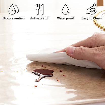 Clear Plastic Tablecloth Protector Rectangle 60x120 inch Waterproof Oilproof Stain Resistant Wipeable Table Cover for Dining Tables - size: 60" x 120" (Rectangular)