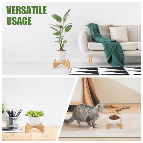 2 Packs Wooden Plant Stand Indoor Single Holder, Modern Flower Pot Stand Outdoor Riser, Short Plant Pedestal Fits 5.9''/15 CM Rack Table Base Home Garden Decor