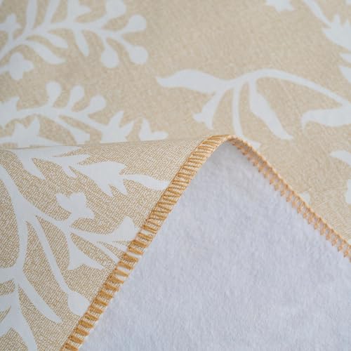 Pioggia Vinyl Tablecloth with Flannel Backing - Waterproof, Oil-Proof, Easy to Clean -Plastic Table Cloth - Perfect for Dining Tables, Kitchen Tables, Parties (Beige Leaves, 54×54 Inch Square) - color: Beige Leaves, size: 54" x 54" (Square)