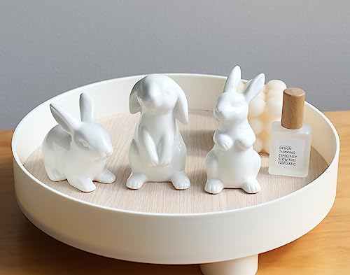 GOODSTART Ceramic Bunny Rabbits Easter Bunny Figurine Porcelain Modern Art Home Decoration, Statues for Spring Home Decor, Easter Decorations Rabbit Figurines